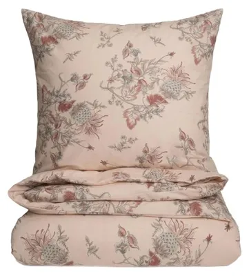 Produktbild von HOMLA Bettwäsche FLORAL PAISLEY aus Baumwolle mit rosa Blumenmuster, 140 x 200 + 1 x 70 x 80 cm