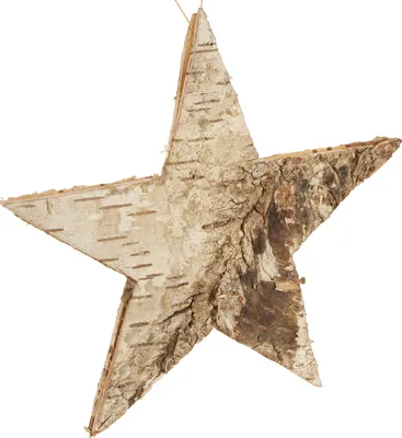 Produktbild von Sterne aus Birkenrinde Natur 15cm - Hängedeko Weihnachten 6er Set, 6 Stück