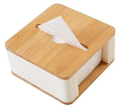 Obrázok produktu pre Úložná krabička na papierové utierky z bambusu, určená pre domácnosť