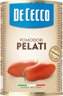 Zdjęcie produktu dla DE CECCO pomidory pelati bez skórki 400g importowane z Włoch całe obrane
