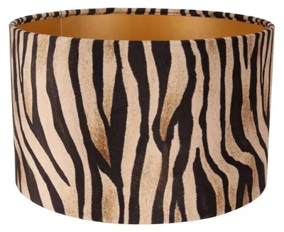 Imagen del producto de Pantalla para lámpara, 25 cm, estampado de cebra, color marrón, fabricada en tela
