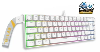 Immagine prodotto di Tastiera da gaming magnetica THE G-LAB Keyz Titanium HE, layout AZERTY, compatta (65%), illuminazione RGB, colore bianco