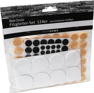 Produktbild von Filzgleiter Set 124 teilig verschiedene Größen Möbelgleiter schwarz weiß beige
