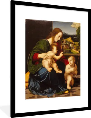 Produktbild von MuchoWow® MuchoWow® Gerahmtes Poster Johannes der Täufer - Leonardo da Vinci 60x80 cm - Poster mit zchwarzem Bilderrahmen - Wohnzimmer - Dekorationen - Prämie