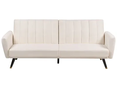Zdjęcie produktu dla BELIANI Sofa rozkładana jasnobeżowa tapicerowana funkcja spania glamour duży pokój salon pokój gościnny łóżko kanapa wersalka tapczan