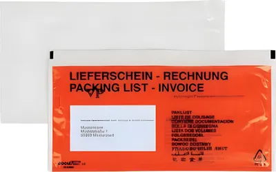 Produktbild von docuFIX Begleitpapiertaschen Aufdruck Lieferschein-Rechnung DL 250 Stk