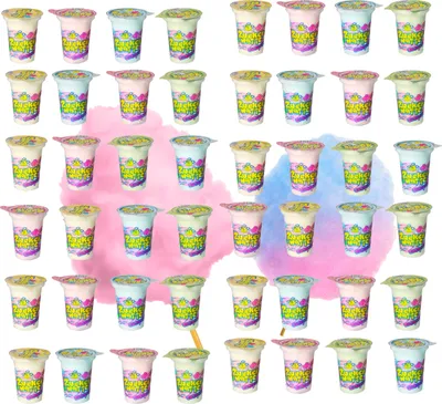 Produktbild von AHA Zuckerwatte 4 Premium Sorten, 48 x 20g Becher , Let's Party Vorteilspack - 4 Geschmacksrichtungen, Erdbeere. Frutti, Banane, Apfel (Je 12 Becher)