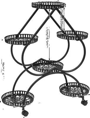 Immagine prodotto di Supporto per piante, design a 6 livelli, struttura in metallo resistente, nero
