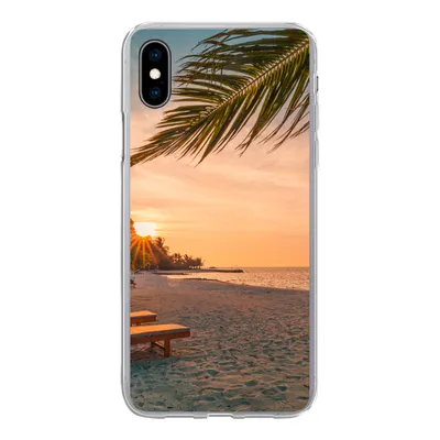 Produktbild von MuchoWow® Handyhülle Schutzhülle Hülle für iPhone Xs Strand - Strandkorb - Sonnenuntergang Silikon Softcase Handy Hülle - Handytasche