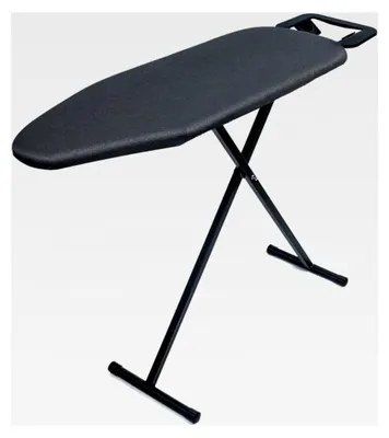 Produktbild von Bügelbrett mit hitzebeständiger Abdeckung und dicker Filzunterlage, klappbar und höhenverstellbar, kompakt, leicht, einfach zu verstauen, schwarz, 31 x 91 cm