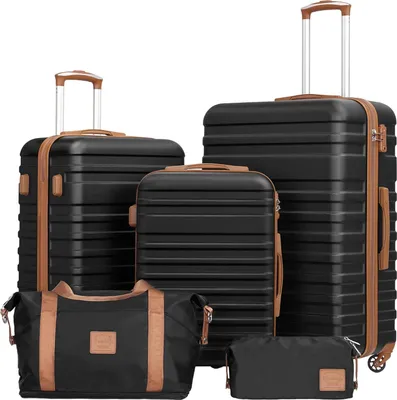 Produktbild von Koffer Trolley Koffer Reisekoffer von ABS Hartschalen Trolley 4 Rollen TSA-Schloss Der Koffer Enthält 1 Reisetasche und 1 Kulturbeutel