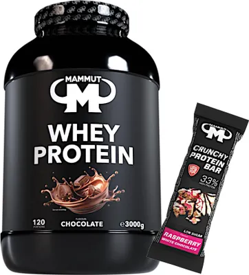 Produktbild von Mammut Nutrition - Whey Protein 3000 g Dose - 120 Portionen Eiweiß + GRATIS Protein Bar (Raspberry White Chocolate), Geschmack: Chocolate