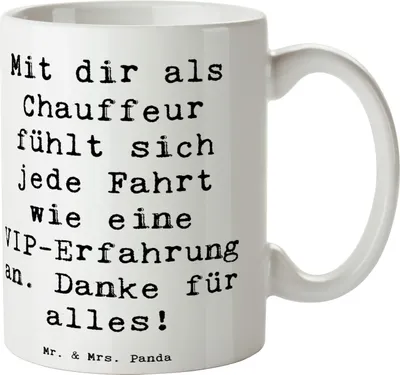 Produktbild von Mr. & Mrs. Panda Kaffeetasse Spruch VIP Chauffeur - Weiß - Geschenk, pünktlich, Aufmerksamkeit, Kaffeebecher, Anerkennung, Familie, Danke sagen, Tasse, Bedanken, Teetasse