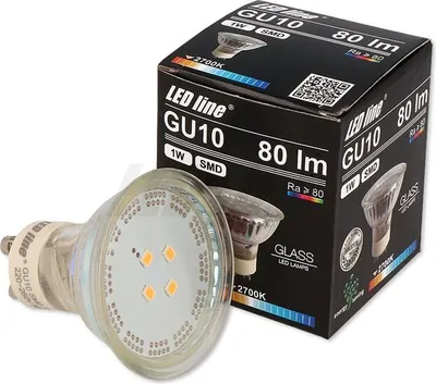 Image de 1x LED Line GU10 1W Ampoule LED 120° SMD 6500K blanc froid 80 lm Spot encastré verre Lampe à économie d'énergie