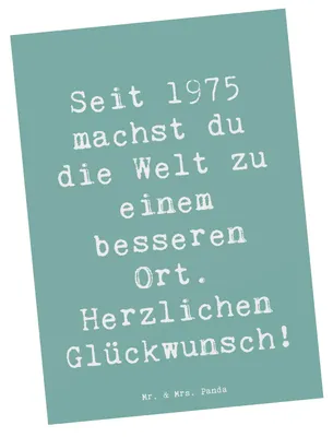 Produktbild von Mr. & Mrs. Panda Fotokarte Spruch 1975 Geburtstag - Meeresbrise - Geschenk, Jahr, Postkarte, feiern, Postkarten, Ansichtskarten, Happy Birthday, bildkarte, Grußkarte