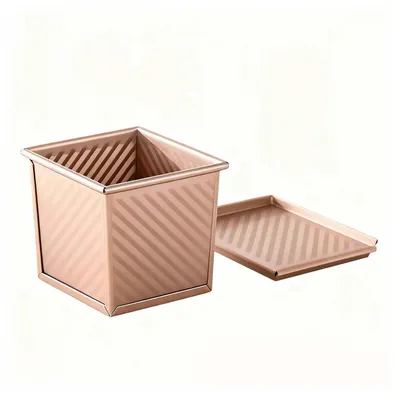 Zdjęcie produktu dla Forma do pieczenia chleba z pokrywką, 250g, kolor różowe złoto, stal węglowa, powłoka nieprzywierająca