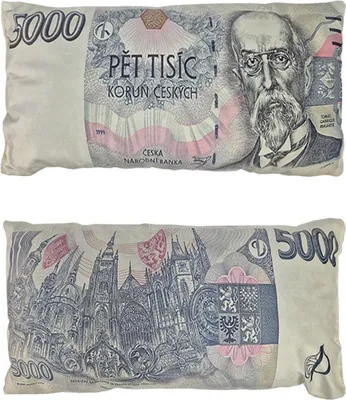 Obrázek produktu pro Dekorační polštář bankovka 5000kč 28x53cm