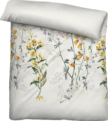 Produktbild von biberna Satin Bettwäsche 0616321 BLUMEN color: perlmutt, size: 1x 155x200 cm + 1x 80x80 cm