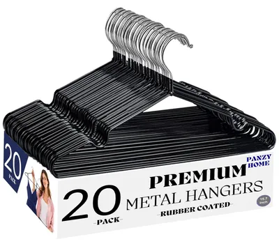 20er-Set Metall-Kleiderbügel mit Antirutschbeschichtung, schwarz