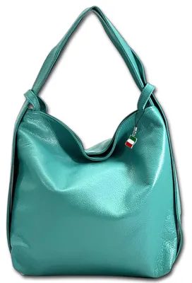 Imagen del producto de Mochila tipo bandolera, color turquesa, de cuero, grande, 40x35x9 cm, modelo Florence, para mujer, referencia D3OTF611T