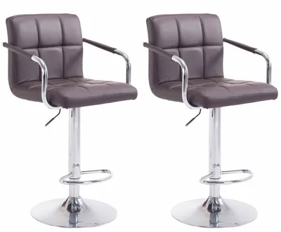 Produktbild von CLP 2er Set Barhocker Lucy V2 höhenverstellbar und drehbar braun Gestell Farbe chrom