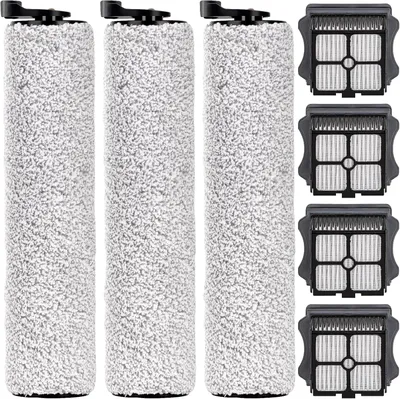 Produktbild von rsatz-Bürstenrollen und HEPA-Filter, kompatibel mit Tineco Floor One S3/iFloor 3 schnurlosen Nass-Trockensauger, Ersatzteile Zubehör-Set, 3 Bürstenrollen, 4 HEPA-Filter