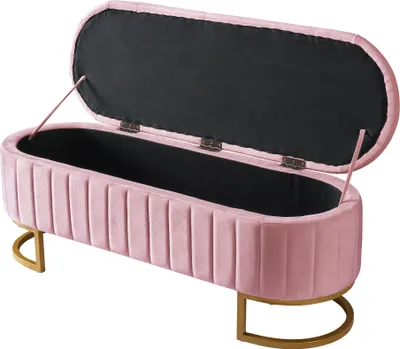 Produktbild von Abrihome Sitzbänke Polsterbank mit Stauraum, Bettbank Fußbank 120x40 cm, Samt, Rosa
