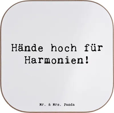 Produktbild von Mr. & Mrs. Panda Tischuntersetzer Spruch Theremin Harmonie - Weiß - Geschenk, elektronisches Instrument, Getränkeuntersetzer, Musik, Quadratischer Untersetzer, für Gläser