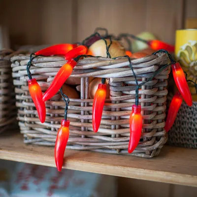 LED Lichterkette 20 rote Chilipeper, 2,8 m, batteriebetrieben