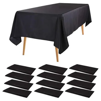 Produktbild von Tischdecke Kunststoff 12 Stück 137 x 274 cm Wasserdicht Schwarz für Party Geburtstag Hochzeit