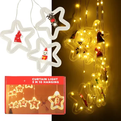 Image de Rideau lumineux LED avec personnages 3m 125LED blanc chaud