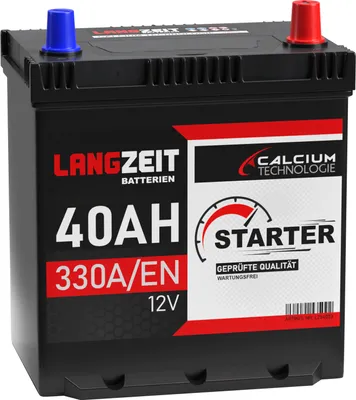 Produktbild von LANGZEIT ASIA Autobatterie 40Ah 12V 330A/EN ASIA Batterie Plus-Pol Rechts 30% mehr Startleistung ersetzt 35Ah 36Ah 38Ah 42Ah
