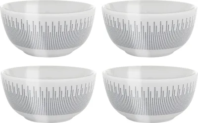 Produktbild von Müslischalen - Weiß - Porzellan - mit graphischem Muster - 4er Set
