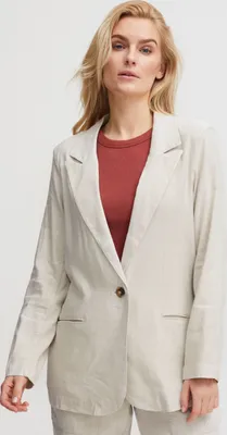 Produktbild von Pulz Jeans PZLUCA Damen Blazer Longblazer Jacke aus hochwertigem Leinenmix mit Reverskragen und Knopf Regular Fit