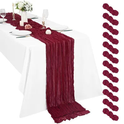 Productafbeelding van Solidchoice - Pesonlook Tafelloper Set van 12 - Bordeauxrood 55 x 300 cm voor Bruiloften en Feesten