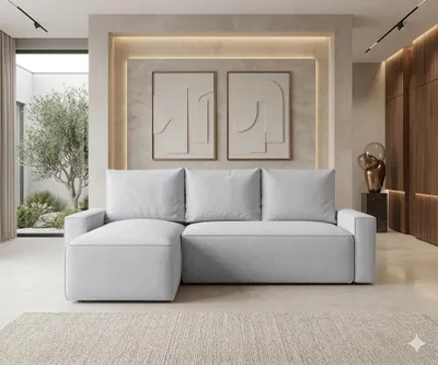 Produktbild von CORNERO Ecksofa mit Schlaffunktion HAVANA in L-Form Sofa mit Schlaffunktion und Bettkasten EckcouchEcksofa L-Form Grau Ottomane links