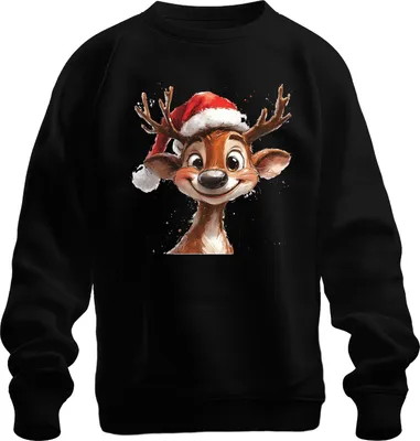 Obrázek produktu pro Vánoční sob Santa Gift Cute Funny Dětská Uni mikina, černá, M