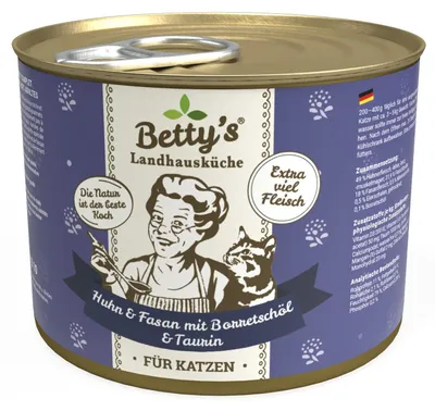 Zdjęcie produktu dla Bettys Landhausküche 6 x 200g kurczak i bażant z olejem borowym karma dla kotów