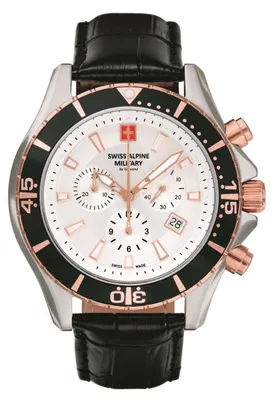 Produktbild von Swiss Alpine Military Herren Uhr Chronograph Analog Quarz 7040.9552SAM Leder