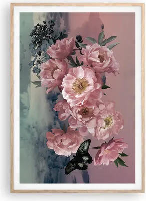 Produktbild von Gerahmtes Poster - Rahmen in heller Eiche - Blumen Schmetterling Wolken - 70x100 cm - Wand Bild - Wanddeko - Wandbilder - Kunstposter - Wandposter - Bilderrahmen - Bilder - P2NPA70x100-4881
