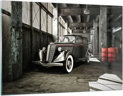 Produktbild von Bilder auf glas - Auto klassisch auto modell - 120x80cm - Glasbilder - Wandbilder - Kunstdruck - zum Aufhängen bereit - Wanddekoration aus Glas - Glas Bilder - Wandbild auf Glas - GAA120x80-2557
