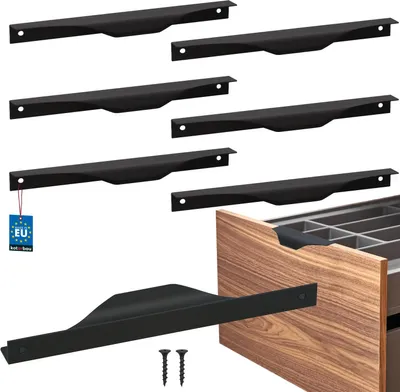 Image de KOTARBAU® Lot de 6 poignées de meuble Poignées de meuble 192 / 212 mm ZnAl Poignées de cuisine Noir Poignées de meuble Poignée de porte Profilé Poignées de porte Cuisine Poignées de tiroir Poignées pour armoires de cuisine Moderne