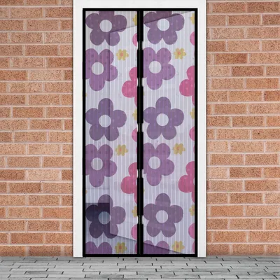 Zdjęcie produktu dla Magnetyczna zasłona przeciw owadom / drzwi przeciw owadom – moskitiera z magnesami – kolorowy wzór kwiatowy – 100 x 210 cm – samozamykająca się – z zapięciem na rzep – można prać i jest odporna na promieniowanie UV [11398I]