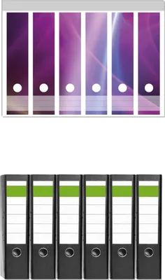 Produktbild von Wallario 6 Stück breite Ordner inkl. Klebeetiketten mit Motive Abstraktes Muster in violett lila pink schwarz -  Set mit Rückenschildern / Ordnerrücken Stickern