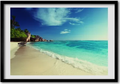 Produktbild von Bild - Bilder - Bilderrahmen - 70 cm x 50 cm - MDF-Rahmen, Wandkunst Seychellen-Strand