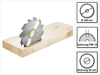 Immagine prodotto di Festool Lama per sega circolare Panther HW 160 x 20 x 1,8 PW12 - 12 denti ( 500460 )