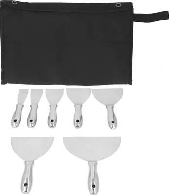 Image de couteau à mastic 7 pièces en acier inoxydable, grattoir à peinture pour réparer les cloisons sèches, enlever le papier peint, appliquer le plâtre, le ciment, le ciment artisanal