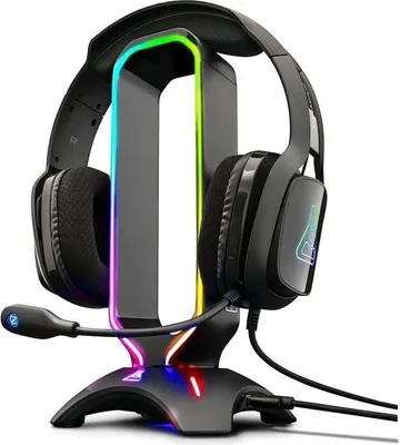 Image de Stand Casti G-Lab K-Stand Radon, 2 x USB 2.0, RGB Backlight, noir