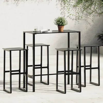 Produktbild von 2024 Möbel Gartenset 5-tlg. Gartenbar-Set Schwarz Pulverbeschichteter Stahl - Gartenmöbelgarnituren3542385