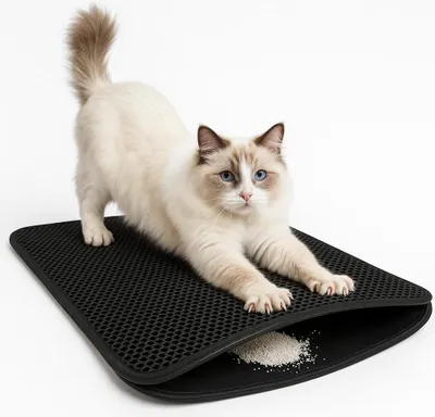 Produktbild von Katzenmatte Doppelschichtiges 60 x 45 cm, Wasserdicht Katzenstreu Matte, Katzenklo